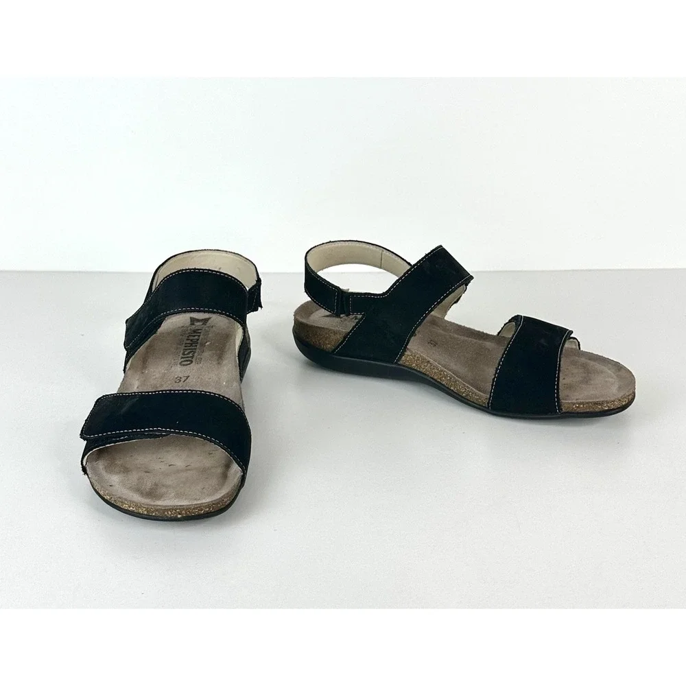 Mephisto Agave Black Bucksoft Anklestrap Comfort Sandal Women's EU‎ 37 US 7